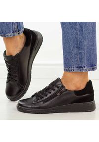 POTOCKI - Czarne skórzane półbuty damskie Potocki 19402. Okazja: na co dzień. Zapięcie: sznurówki. Kolor: czarny. Materiał: skóra. Szerokość cholewki: normalna. Sezon: wiosna, jesień, lato. Styl: casual, elegancki, klasyczny #1