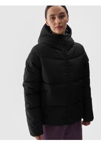 4f - 4F Kurtka puchowa z wypełnieniem syntetycznym damska - czarna XL. Okazja: na co dzień. Kolor: czarny. Materiał: puch, syntetyk. Długość: długie. Wzór: gładki. Sezon: zima. Styl: casual, klasyczny, sportowy #1