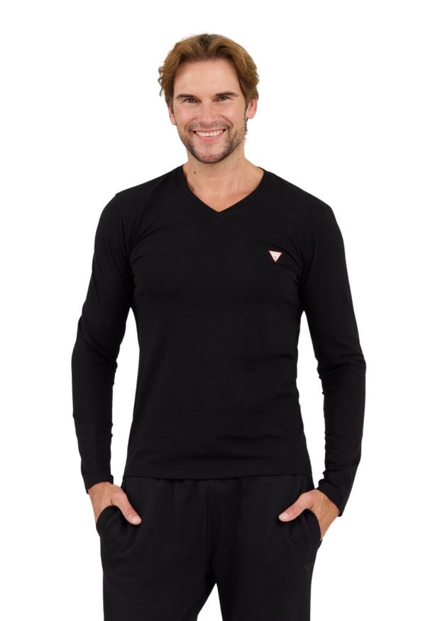 Guess - GUESS Czarny męski longsleeve Core Tee, Rozmiar M. Kolor: czarny. Długość rękawa: długi rękaw