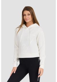 Guess - GUESS Biała damska bluza New Alisa z dużym logo, Rozmiar L. Kolor: biały. Materiał: poliamid, wiskoza, materiał, elastan #4