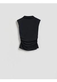 Reserved - Top z modalem - ciemnoszary. Kolor: szary. Materiał: dzianina