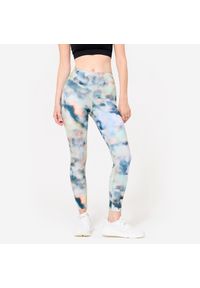 DOMYOS - Legginsy fitness damskie Domyos. Kolor: wielokolorowy. Materiał: materiał, poliamid, poliester, elastan. Sport: fitness