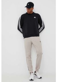 Adidas - adidas bluza męska kolor czarny z aplikacją. Kolor: czarny. Materiał: włókno, materiał. Wzór: aplikacja. Styl: klasyczny #6