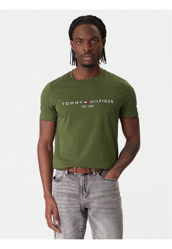 TOMMY HILFIGER - Tommy Hilfiger T-Shirt Logo MW0MW11797 Zielony Regular Fit. Kolor: zielony. Materiał: bawełna