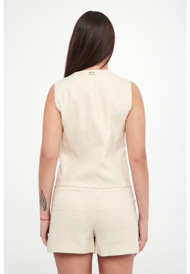 Twinset Milano - Kamizelka damska lniana TWINSET. Materiał: len