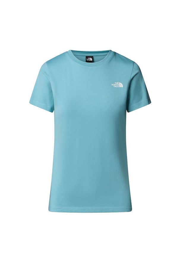 Koszulka damska The North Face Simple Dome 0A87NHBOA1 - niebieskie. Kolor: niebieski. Materiał: bawełna, poliester. Długość rękawa: krótki rękaw. Długość: krótkie. Wzór: nadruk