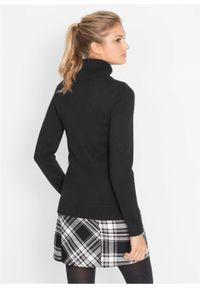 Sweter z golfem bonprix czarny. Typ kołnierza: golf. Kolor: czarny. Wzór: prążki. Styl: elegancki #4