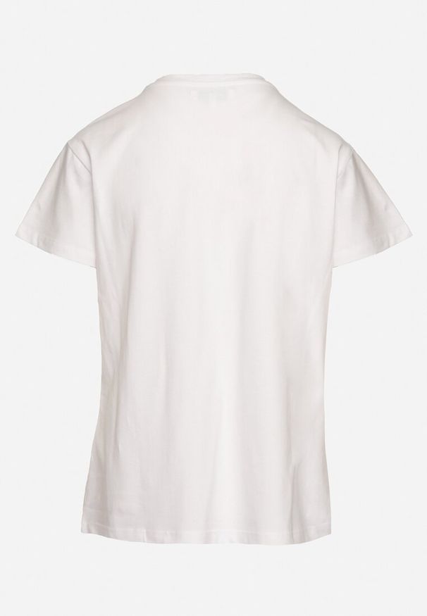 Born2be - Biały T-shirt Bawełniany o Klasycznym Fasonie Iridessae. Okazja: na co dzień. Typ kołnierza: dekolt w łódkę. Kolor: biały. Materiał: bawełna. Styl: klasyczny