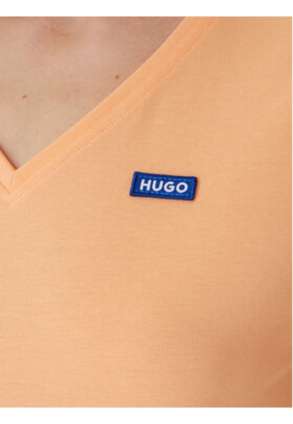 Hugo - HUGO T-Shirt Classic 50513667 Pomarańczowy Slim Fit. Kolor: pomarańczowy. Materiał: bawełna