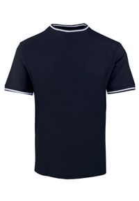 Męski T-Shirt z Dzianiny Bawełnianej - Brave Soul - Granatowy. Okazja: na co dzień. Kolor: niebieski. Materiał: bawełna. Sezon: wiosna, lato. Styl: casual #1