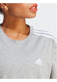 Adidas - adidas T-Shirt Essentials 3-Stripes Single Jersey Crop Top HR4916 Szary Loose Fit. Kolor: szary. Materiał: bawełna #7