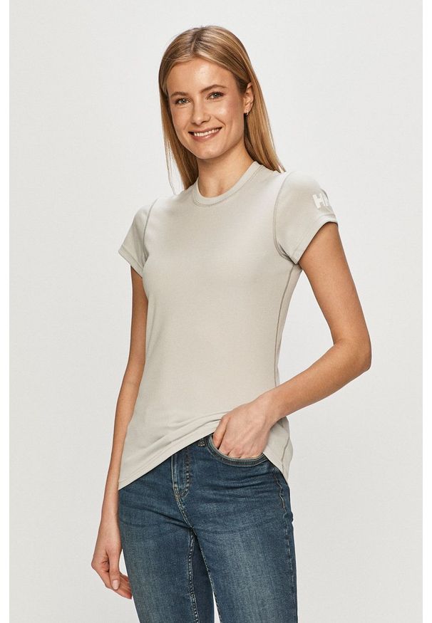 Helly Hansen - T-shirt. Okazja: na co dzień. Kolor: szary. Materiał: dzianina. Wzór: gładki. Styl: casual