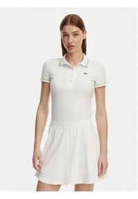 Lacoste Polo DF5284 Biały Slim Fit. Typ kołnierza: polo. Kolor: biały. Materiał: bawełna #1