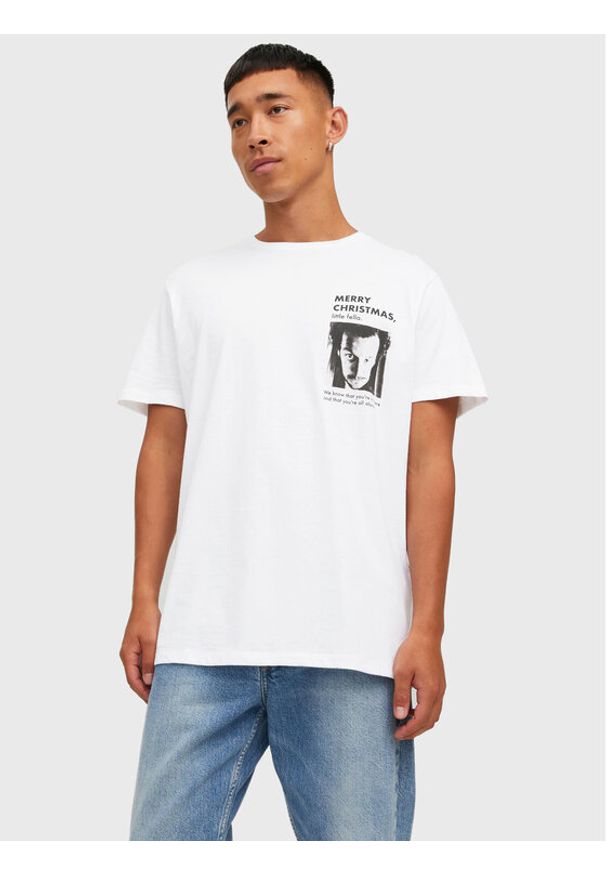 Jack & Jones T-Shirt Home 12222006 Biały Regular Fit. Kolor: biały. Materiał: bawełna
