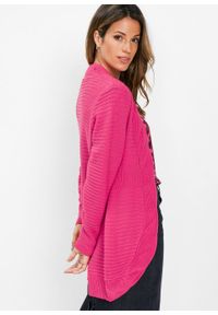 Długi sweter bez zapięcia bonprix ciemnoróżowy. Kolor: różowy. Długość: długie #2