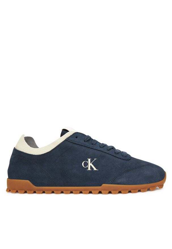 Calvin Klein Jeans Sneakersy Low Profile Runner Su YM0YM01288 Granatowy. Kolor: niebieski. Materiał: skóra, zamsz