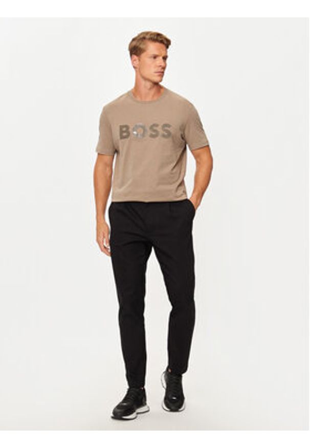 BOSS T-Shirt Mirror 2 50525087 Beżowy Regular Fit. Kolor: beżowy. Materiał: bawełna