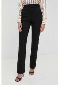 VICTORIA BECKHAM - Victoria Beckham spodnie damskie kolor czarny proste high waist. Okazja: na co dzień. Stan: podwyższony. Kolor: czarny. Styl: casual #1