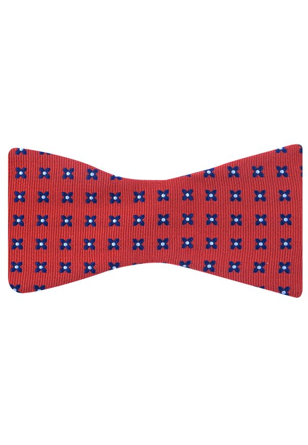 Modini - Czerwono-granatowa mucha wiązana w kwiaty W95. Kolor: wielokolorowy, czerwony, niebieski. Materiał: poliester, tkanina. Wzór: kwiaty. Styl: elegancki