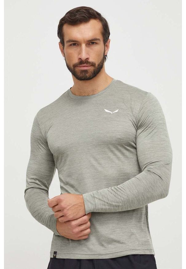 Salewa longsleeve sportowy Puez Melange kolor szary melanżowy. Kolor: zielony. Materiał: materiał. Długość rękawa: długi rękaw. Wzór: melanż. Styl: sportowy
