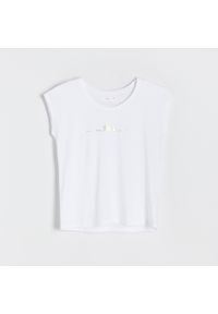 Reserved - T-shirt kimono - Biały. Kolor: biały #1