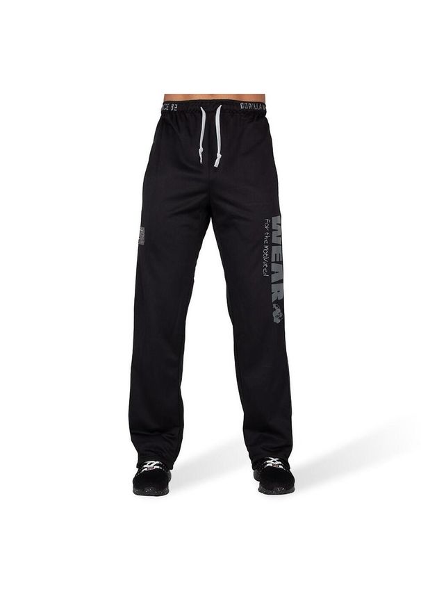 GORILLA WEAR - Logo Mesh Spodnie - Czarny. Kolor: czarny. Materiał: dresówka, mesh, tkanina. Sport: fitness