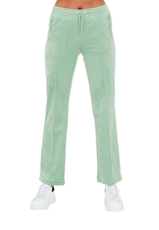 Juicy Couture - JUICY COUTURE Seledynowe spodnie dresowe Tina. Kolor: niebieski. Materiał: dresówka