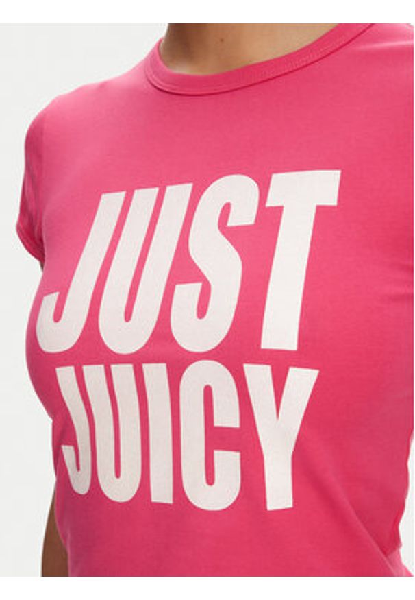 Juicy Couture T-Shirt Just Juicy JCGCT125040 Różowy Slim Fit. Kolor: różowy. Materiał: bawełna