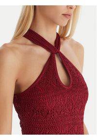 Guess Sukienka dzianinowa W5YK48 Z37G0 Bordowy Slim Fit. Kolor: czerwony. Materiał: syntetyk #2