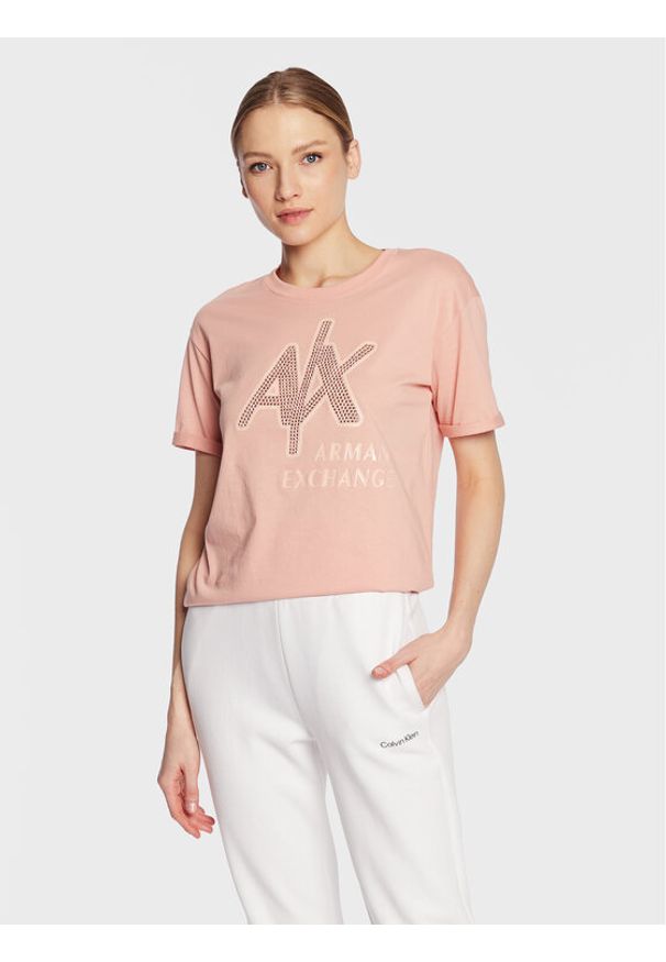 Armani Exchange T-Shirt 3RYTEC YJ3RZ 14AO Różowy Regular Fit. Kolor: różowy. Materiał: bawełna