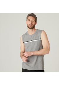 DOMYOS - Koszulka bez rękawów męska Nyamba Gym & Pilates 500 regular. Kolor: niebieski. Materiał: materiał, bawełna, poliester, elastan. Długość rękawa: bez rękawów #1
