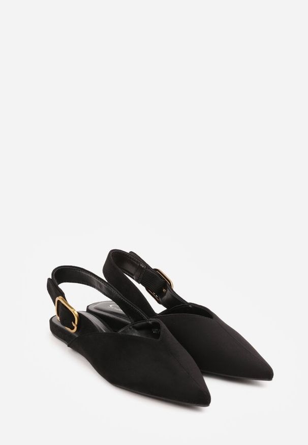 Renee - Czarne Sandały Typu Slingback z Wyciętą Cholewką Phellilea. Zapięcie: pasek. Kolor: czarny