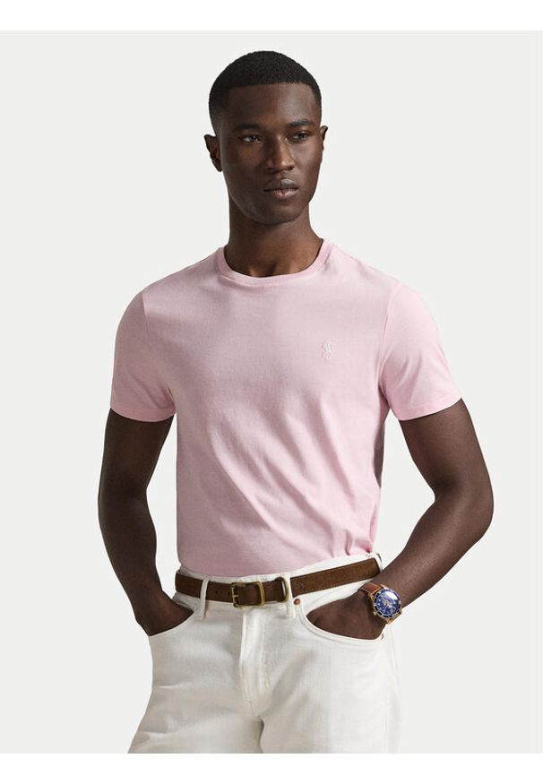 Polo Ralph Lauren T-Shirt 710671438520 Różowy Custom Slim Fit. Typ kołnierza: polo. Kolor: różowy. Materiał: bawełna