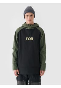 4f - 4F Długa bluza snowboardowa z softshellu membrana 5000 męska - czarna 3XL. Typ kołnierza: kaptur. Kolor: czarny. Materiał: tkanina, elastan, dzianina, materiał, syntetyk. Długość rękawa: raglanowy rękaw. Długość: długie. Sezon: zima. Styl: sportowy. Sport: snowboard