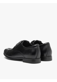 Ryłko - Czarne eleganckie półbuty męskie. Okazja: na spotkanie biznesowe. Kolor: czarny. Materiał: skóra, materiał. Wzór: gładki. Styl: elegancki #4