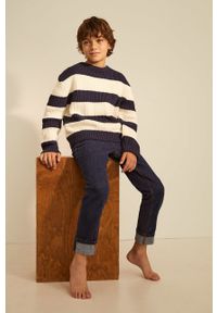 Mango Kids - Sweter dziecięcy Brick 116-164 cm. Kolor: niebieski. Materiał: bawełna, dzianina #2