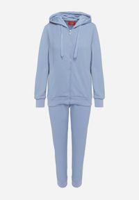 Born2be - Niebieski Komplet Dresowy z Bawełną Bluza z Kapturem i Spodnie Jogger Sinaria. Kolor: niebieski. Materiał: dresówka, bawełna #6
