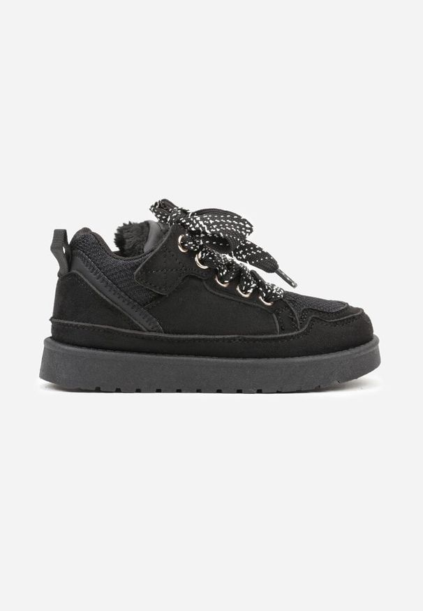 Born2be - Czarne Sneakersy Śniegowce z Ocieplaną Wyściółką i Szerokimi Sznurówkami Naleia. Okazja: na uczelnię. Zapięcie: sznurówki. Kolor: czarny. Materiał: jeans. Styl: sportowy, elegancki