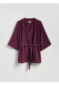 Reserved - Muślinowe kimono - mahoniowy. Kolor: brązowy. Materiał: bawełna, tkanina