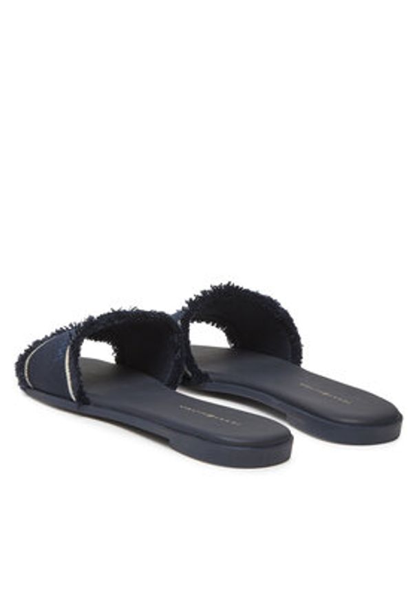 TOMMY HILFIGER - Tommy Hilfiger Klapki Fringe Canvas Flat Sandal FW0FW08908 Granatowy. Kolor: niebieski. Materiał: materiał