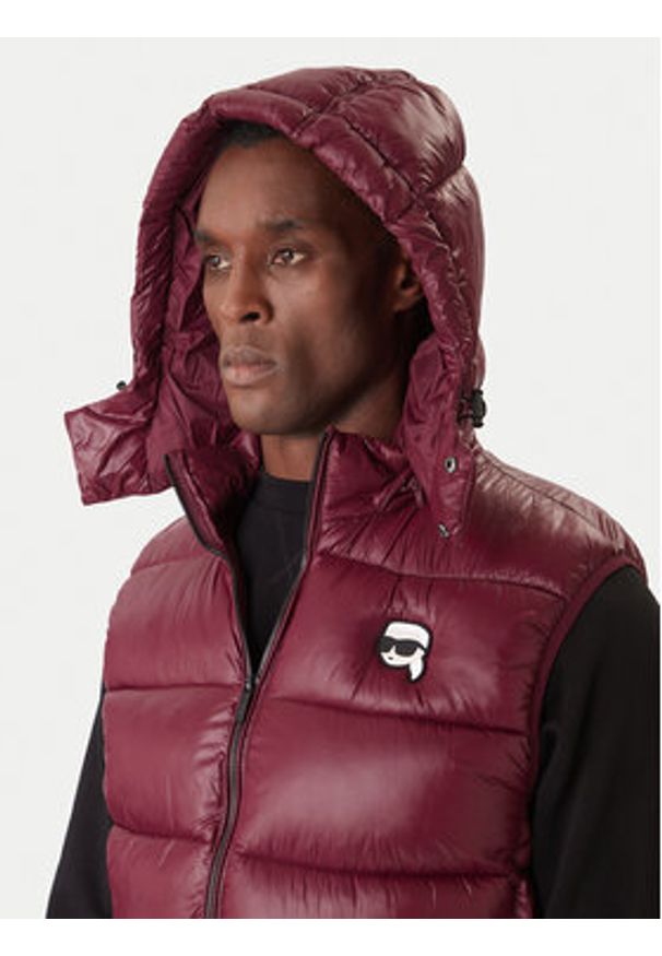 Karl Lagerfeld - KARL LAGERFELD Kamizelka 505023 554590 Bordowy Regular Fit. Typ kołnierza: dekolt w karo. Kolor: czerwony. Materiał: syntetyk