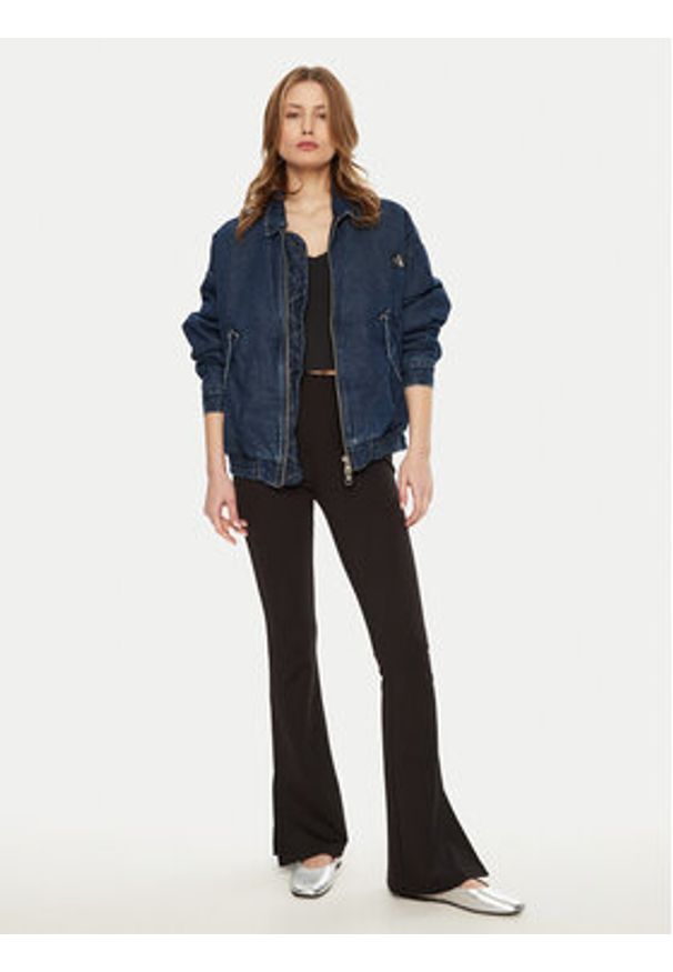 Calvin Klein Jeans Legginsy Milano J20J225089 Czarny Slim Fit. Kolor: czarny. Materiał: syntetyk, wiskoza