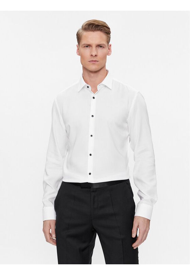 Hugo Koszula Kenno 50500998 Biały Slim Fit. Kolor: biały. Materiał: lyocell
