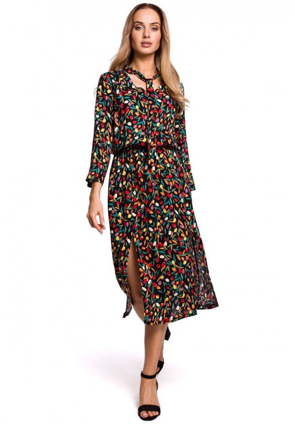 Sukienka MOE w kwiaty, midi, elegancka