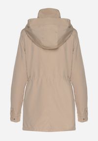 Born2be - Ciemnobeżowa Kurtka Parka Ściągana w Pasie Aridra. Okazja: na co dzień, na spacer. Kolor: beżowy. Materiał: jeans. Styl: casual, elegancki #6