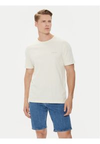 Calvin Klein T-Shirt Enlarged Back Logo K10K113106 Beżowy Regular Fit. Kolor: beżowy. Materiał: bawełna