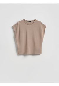 Reserved - T-shirt z modalem - brązowy. Kolor: brązowy. Materiał: dzianina