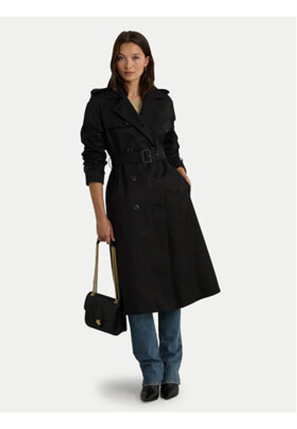 Lauren Ralph Lauren Trencz 297951259001 Czarny Straight Fit. Kolor: czarny. Materiał: syntetyk, bawełna