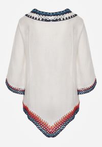 Renee - Biała Bluzka Narzutka w Stylu Boho z Rękawem 3/4 Dimiara. Okazja: na co dzień. Kolor: biały. Materiał: materiał, jeans. Wzór: haft. Styl: boho #2