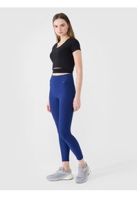 4f - 4F Legginsy dzianinowe damskie - granatowe M. Okazja: na co dzień. Stan: podwyższony. Kolor: niebieski. Materiał: dzianina. Wzór: jednolity. Styl: sportowy, casual